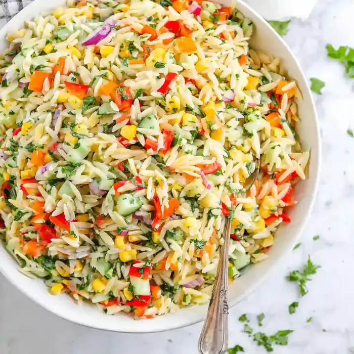 Colorful Rainbow Orzo Salad Recipe
