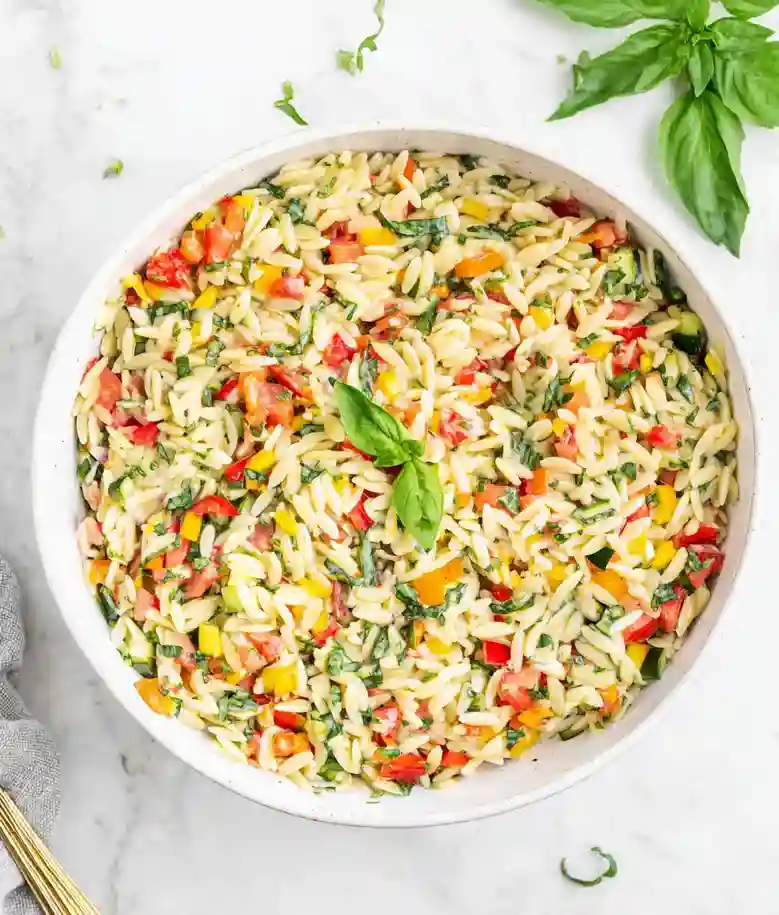 Colorful Rainbow Orzo Salad Recipe