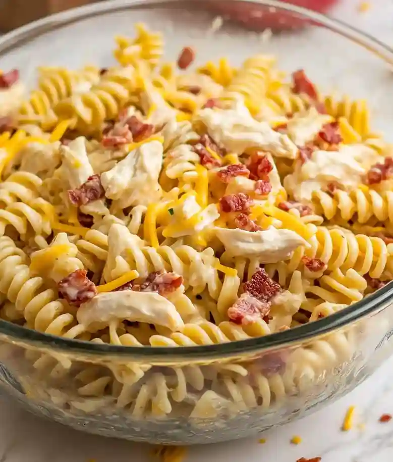 Creamy Chicken Bacon Ranch Pasta Salad