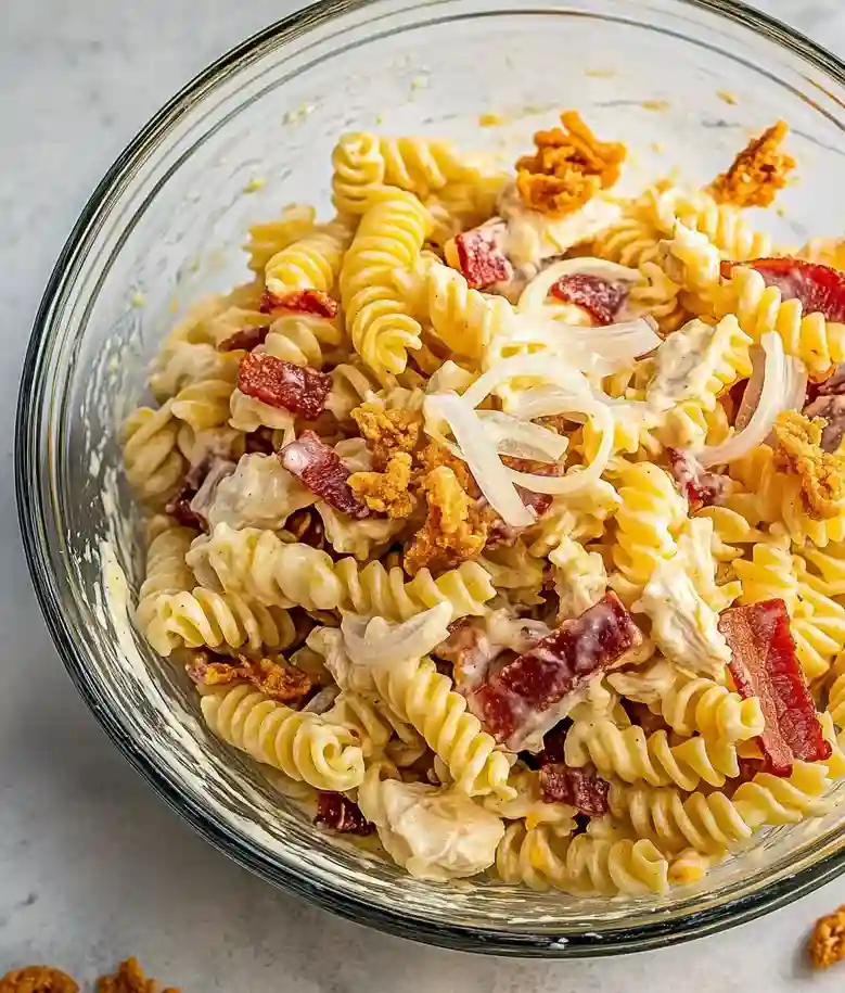 Creamy Chicken Bacon Ranch Pasta Salad