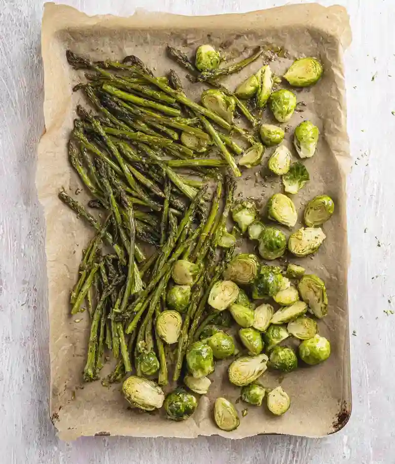 Crispy Roasted Asparagus and Brussel Sprouts