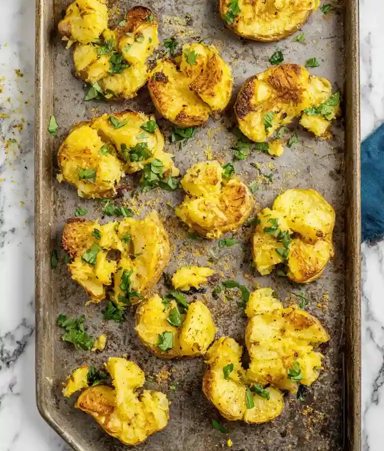 Crispy Rosemary Lemon Smashed Potatoes