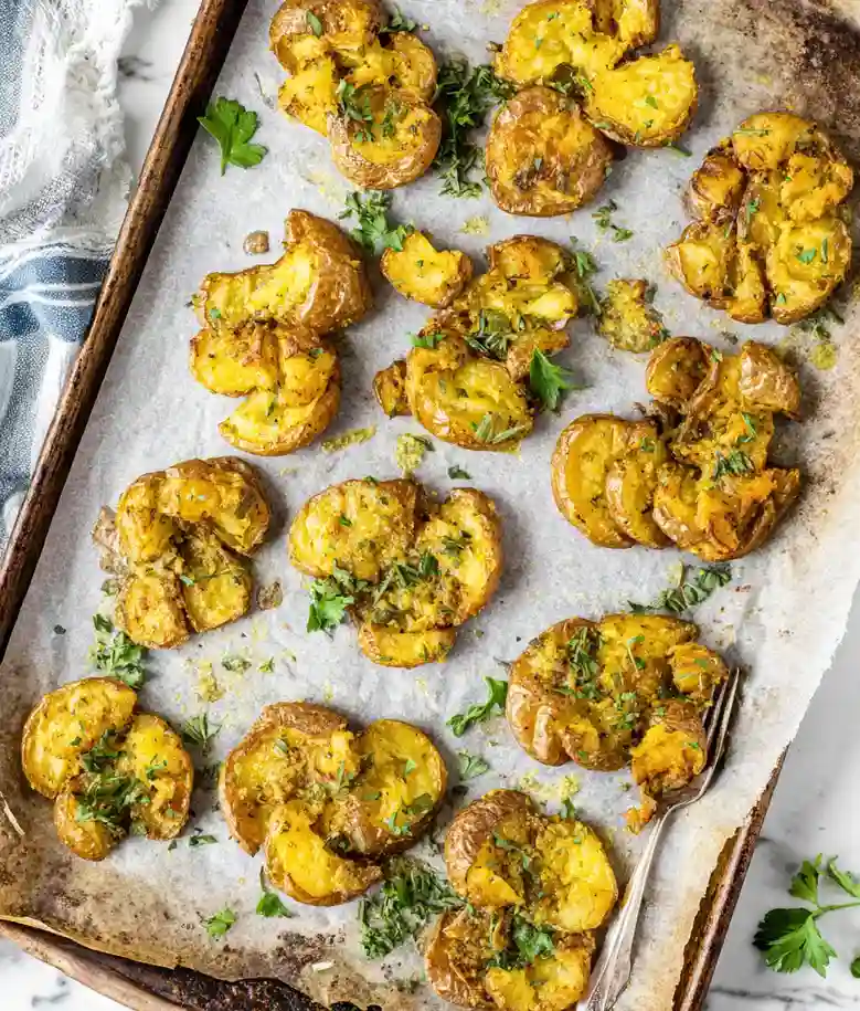 Crispy Rosemary Lemon Smashed Potatoes