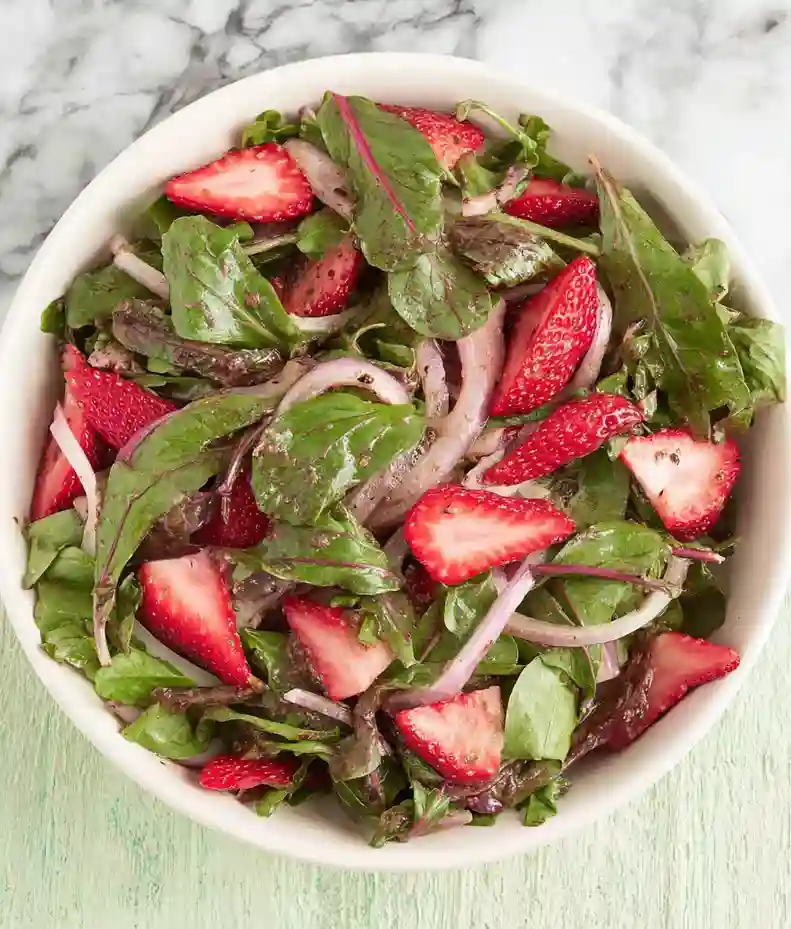 Dandelion Strawberry Balsamic Salad