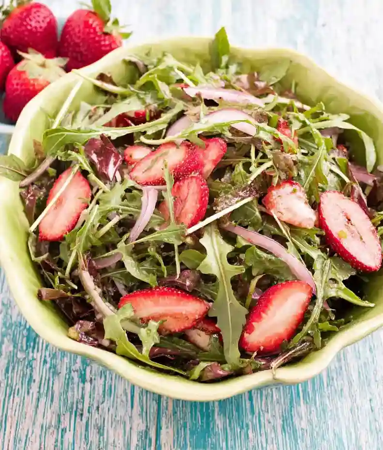 Dandelion Strawberry Balsamic Salad