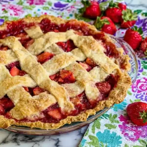 Delicious Strawberry Rhubarb Lattice Pie