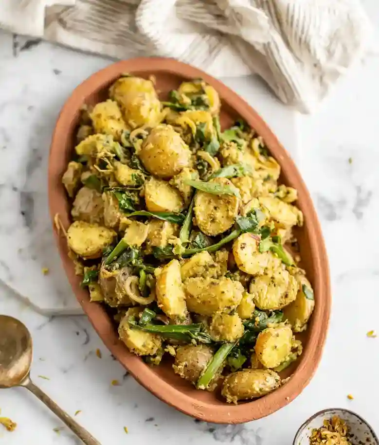 Delicious Warm Ramp Potato Salad