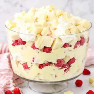 Delicious White Chocolate Raspberry Trifle
