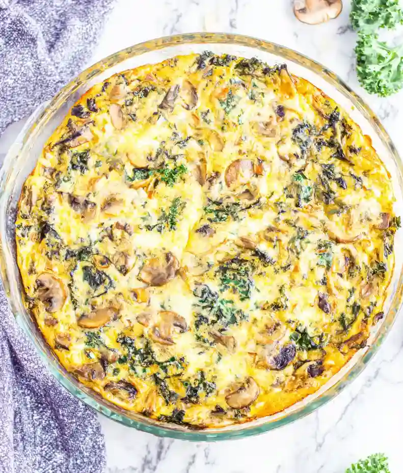 Flavorful Cheddar Mushroom Kale Frittata