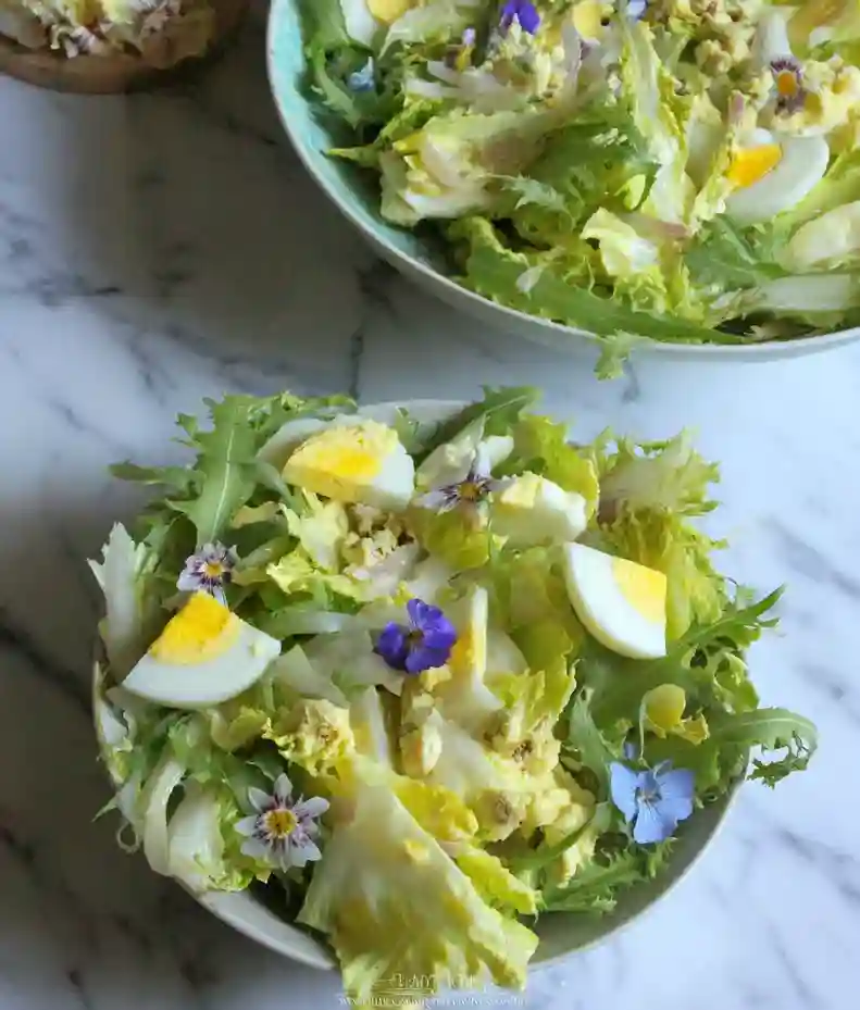 Fresh Dandelion Salad with Eggs