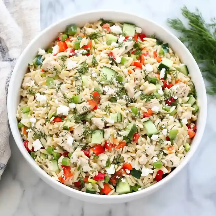 Fresh Lemon Orzo Salad with Chicken