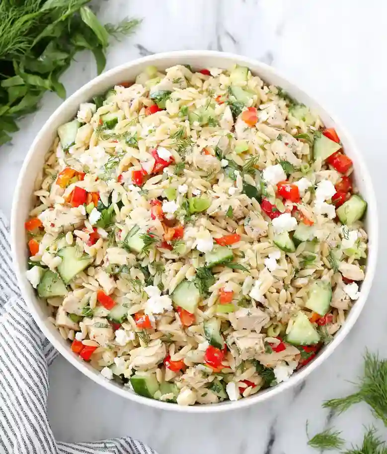 Fresh Lemon Orzo Salad with Chicken
