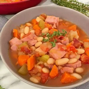Hearty Dutch Oven Ham and Bean Soup