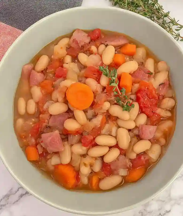 Hearty Dutch Oven Ham and Bean Soup