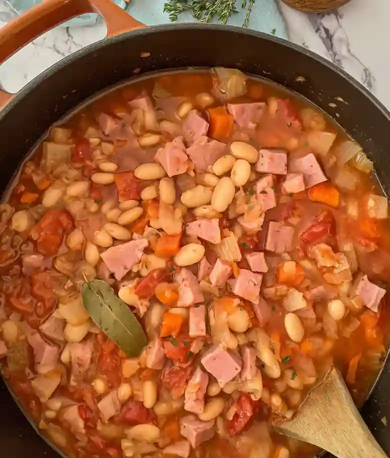 Hearty Dutch Oven Ham and Bean Soup