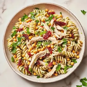 High Protein Tuscan Chicken Pasta Salad