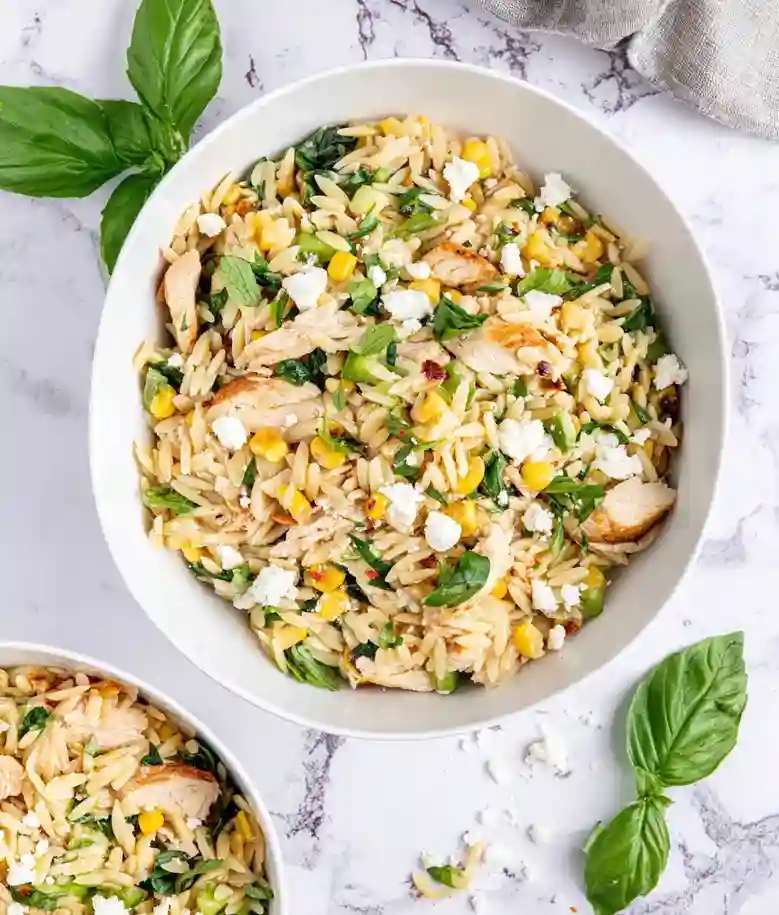 Lemony Chicken Corn Orzo Salad