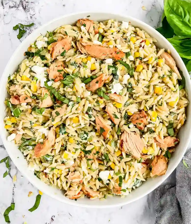 Lemony Chicken Corn Orzo Salad