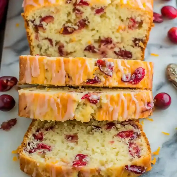 Moist Cranberry Bread with Orange Glaze