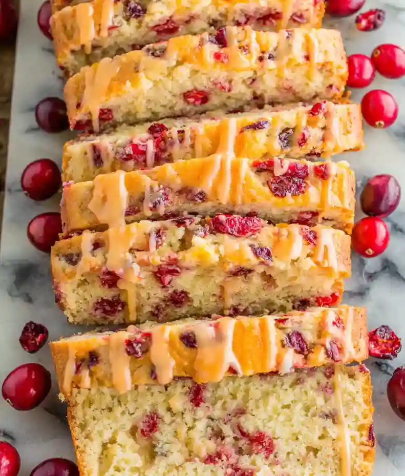 Moist Cranberry Bread with Orange Glaze