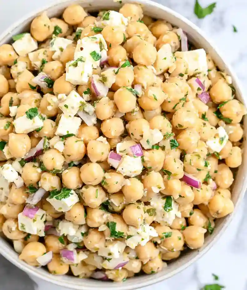 Quick Lemony Chickpea Feta Salad