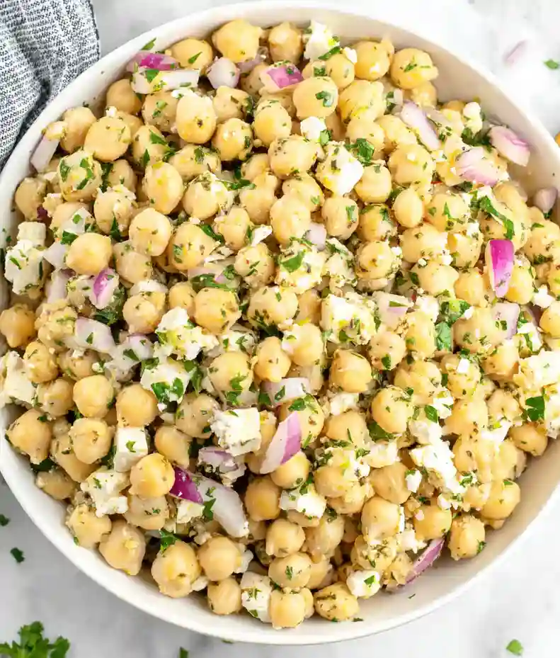 Quick Lemony Chickpea Feta Salad