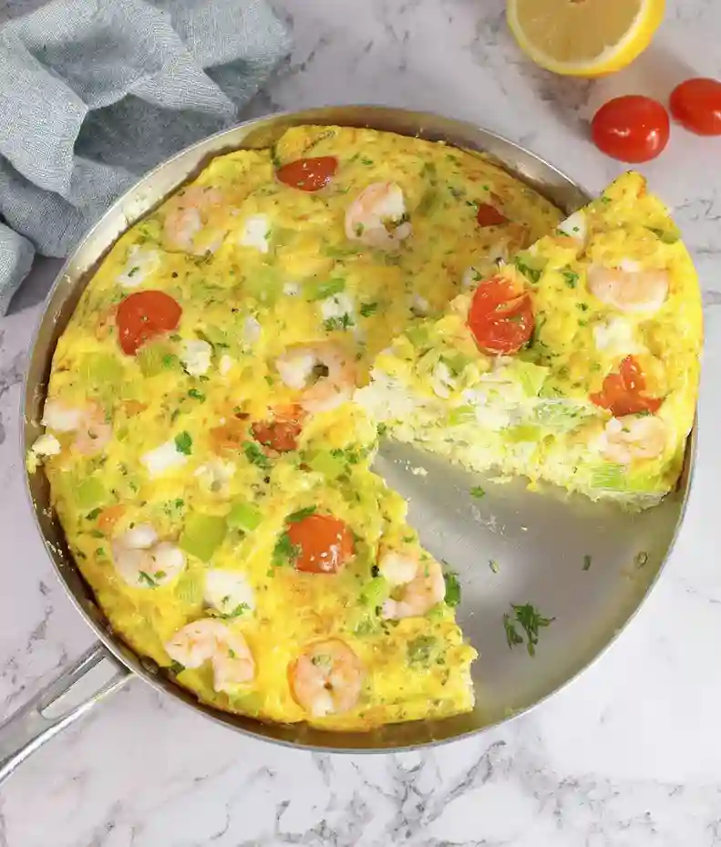 Quick Shrimp and Leek Frittata
