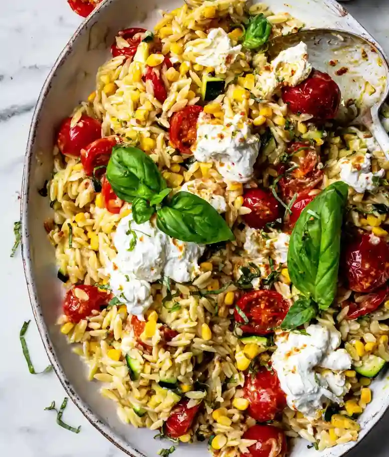 Roasted Tomato Vinaigrette Orzo Salad