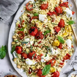 Roasted Tomato Vinaigrette Orzo Salad
