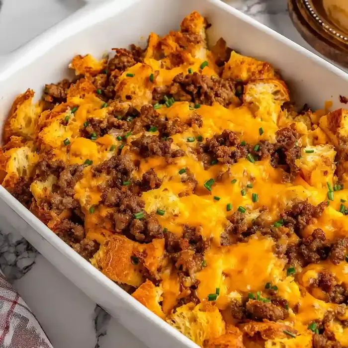 Savory Sausage Croissant Casserole