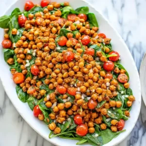 Spinach Salad with Spiced Chickpeas