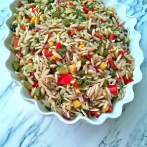 Summer Orzo Salad Turkish Style