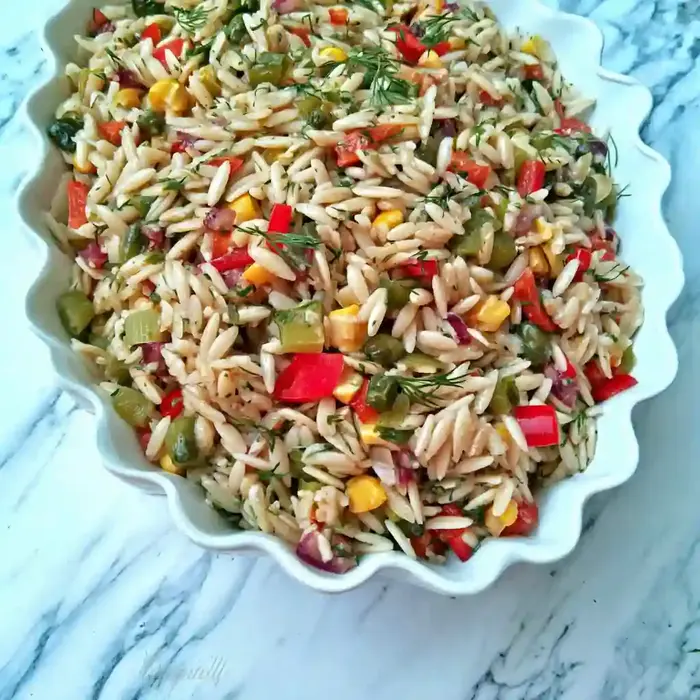 Summer Orzo Salad Turkish Style