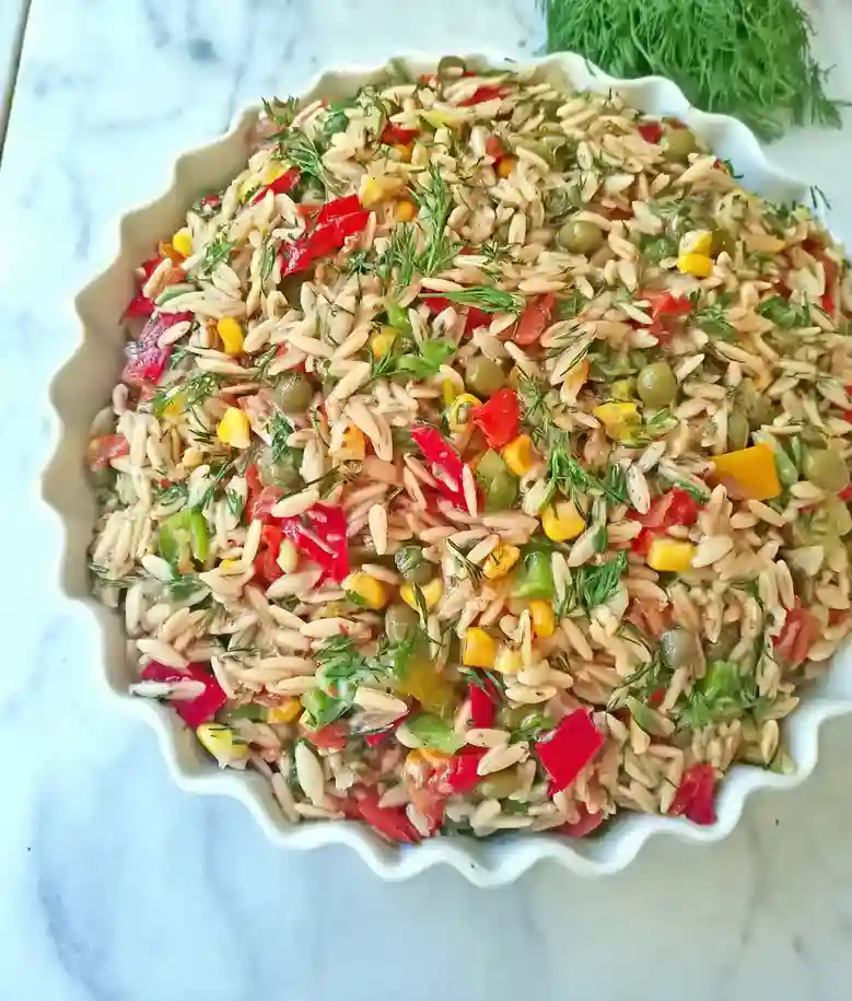 Summer Orzo Salad Turkish Style