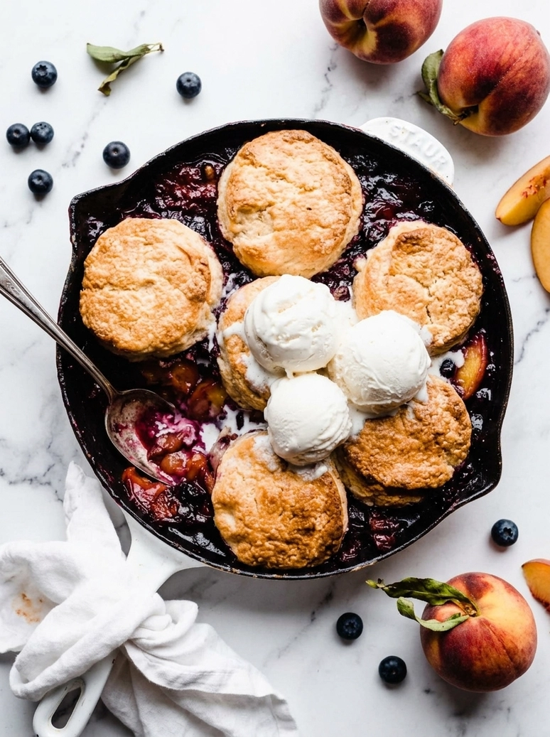 Blueberry Peach Cobbler with Biscuits - 2