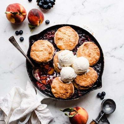 Blueberry Peach Cobbler with Biscuits
