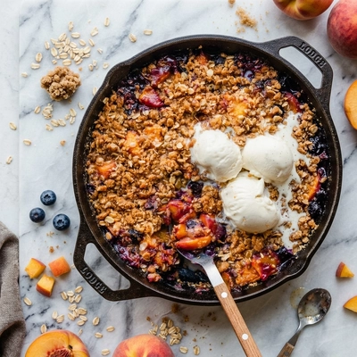 Brown Butter Blueberry Peach Crisp