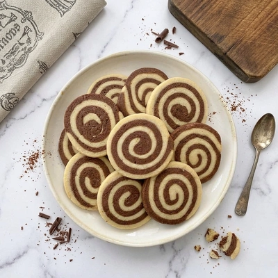 Chocolate Vanilla Pinwheel Cookies
