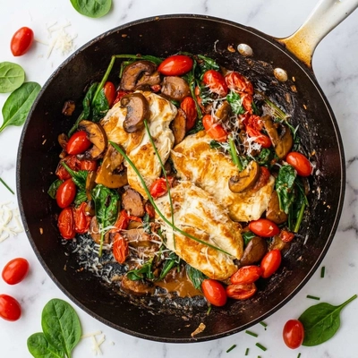 Creamy Chicken Mushroom Spinach Skillet