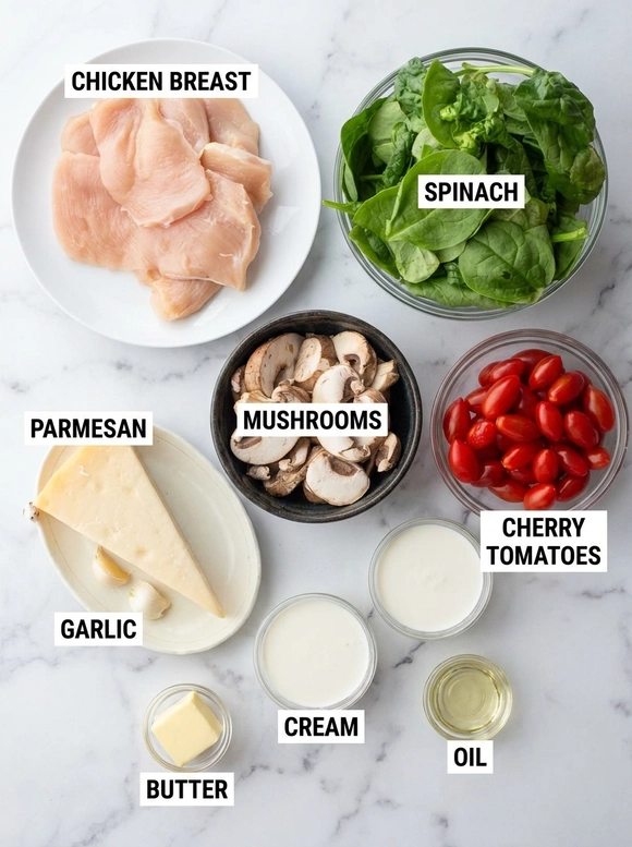 Creamy Chicken Mushroom Spinach Skillet - 1