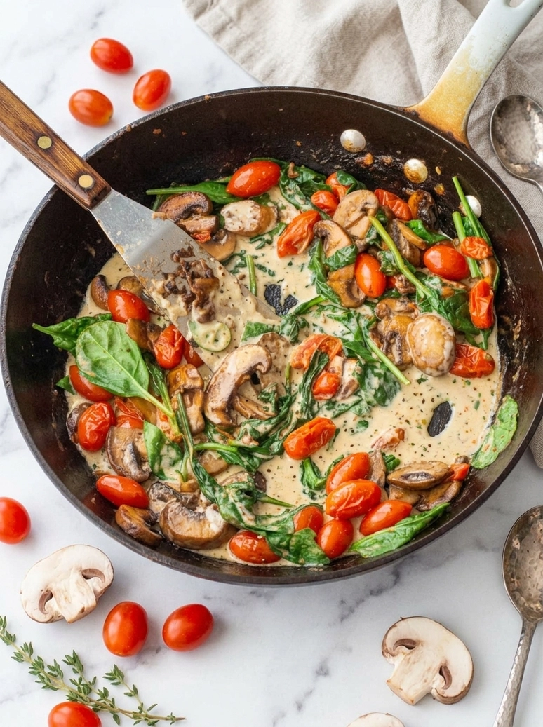 Creamy Chicken Mushroom Spinach Skillet - 2