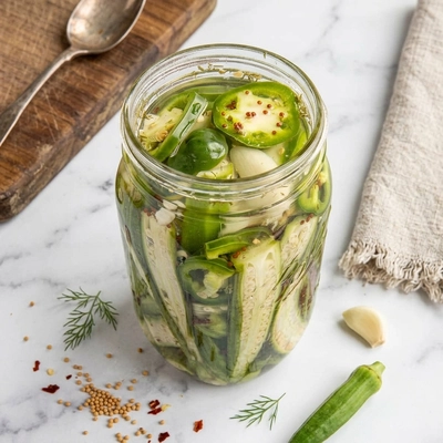 Crisp Spicy Pickled Okra Recipe