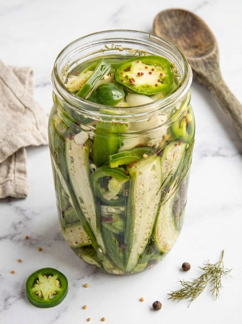 Crisp Spicy Pickled Okra Recipe - 1