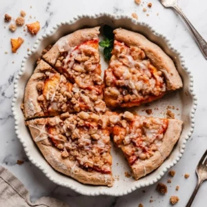 delicious peach cobbler dessert pizza