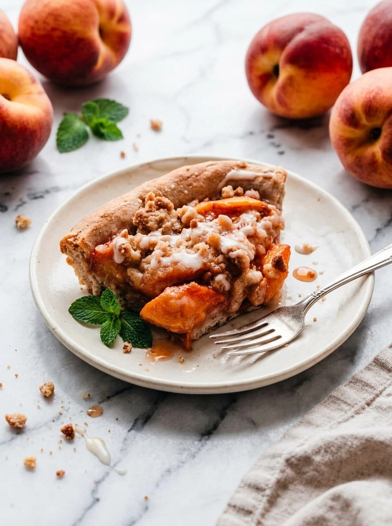 delicious peach cobbler dessert pizza - 2