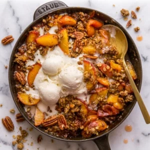 Easy Bourbon Pecan Peach Crisp