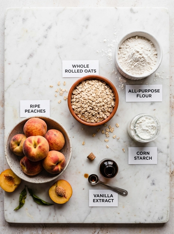 easy peach crisp with oat topping - 1