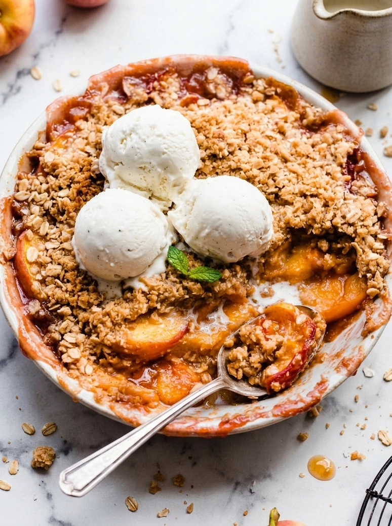 easy peach crisp with oat topping - 1