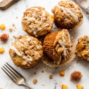 Juicy Peach Muffins with Streusel