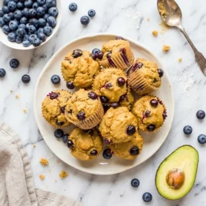 Moist Blueberry Avocado Muffins